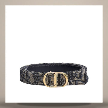 DIOR リバーシブル CD アイコン ベルト ネイビー ブルー オブリーク ジャカード & スムース カーフスキン 20mm 158666448 [P]