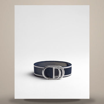 DIOR CD Icon Gürtel Navy Blau & Weiß Nylon, 35 mm 4582PDMBI_H523 158666547 [P]