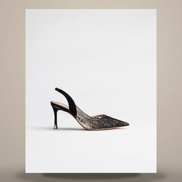 Dior Adorable Slingback Pumps Black Oblique Embroidery Mesh 158666621 [P]