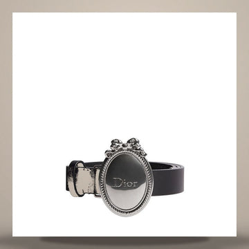 DIOR Médaille Gürtel Schwarz Glattes Kalbsleder 25mm 158666609 [P]