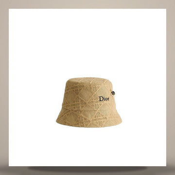 Dior Teddy Cannage Narrow Brim Bucket Hat Natural Raffia-Effect Fabric 158666737 [P]