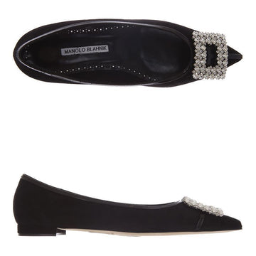 Manolo Blahnik 223 1576 0006 BLCK TUBERIAN Jewel Flat 63585920 [P]