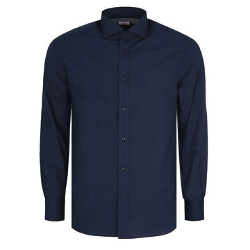 Brunello Cucinelli Poplin Navy Shirt 46206182 [P]