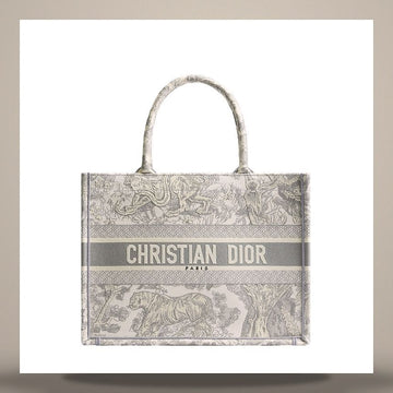 DIOR Buch Tote Medium Ecru & Grau Tuch mit Stickerei (36 x 27,5 x 16,5 cm) M1296ZTDT_M20I 158667311 [P]