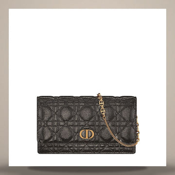 Dior Caro Chain Pouch Black Supplé Cannage Calfskin S5134UWHC_M900 158667324 [P]