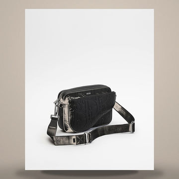 DIOR Saddle Triple Pouch Schwarz Leder & Schwarz Gegrain Kalbsleder 158667326 [P]