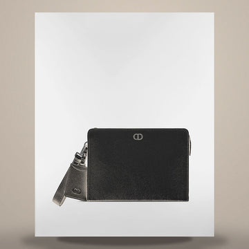 DIOR A5 Dreieck Tasche aus schwarzem mattem geprägtem Kalbsleder 158667328 [P]