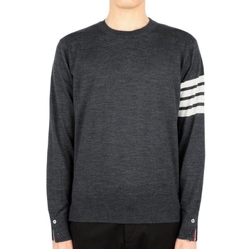 THOM BROWNE メンズ サイドバンド クラシック ウール ニット (チャコール) MKA002A Y1014 022 73892327 [P]