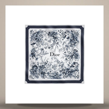 Dior Floral Garden 90 Square Scarf White & Navy Blue Silk Twill 158667486 [P]