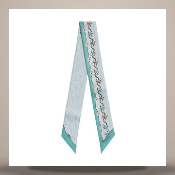 Dior Revolution Flower Micia Scarf Blue Multi Color Silk Twill 158667491 [P]