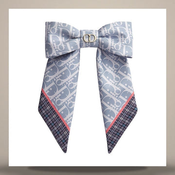 Dior Tartan Twist Large Bow Blue Sky Silk Twill 158667493 [P]