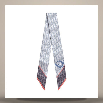 Dior Infinity Tartan Micia Scarf Blue Multi Color Silk Twill 158667494 [P]