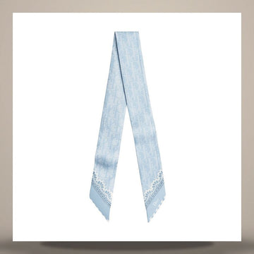 Dior Medaillon Misha Scarf Light Blue Silk Twill 158667506 [P]