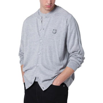 Maison Kitsune Fox Head Fine Merino Cardigan Gray Melange QM00500KT1181 H150 154952084 [P]