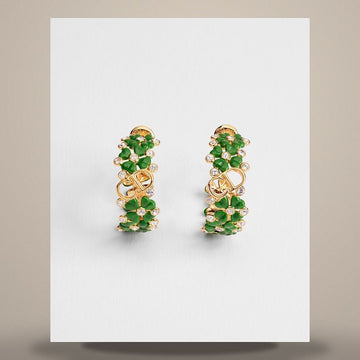 Dior Clover Garden Hoop Gold Finish Metal, Crystal, Clover Lucky Green Lacquer 158667566 [P]