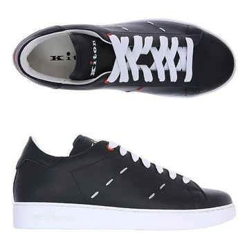 Kiton USSN001 XB601802 NERO Stitch Detail Black Sneakers 44894452 [P]