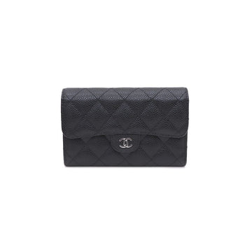 CHANEL Black Caviar Silver CC Logo Flap Classic Women’s Wallet AP0232 158667636 [P]