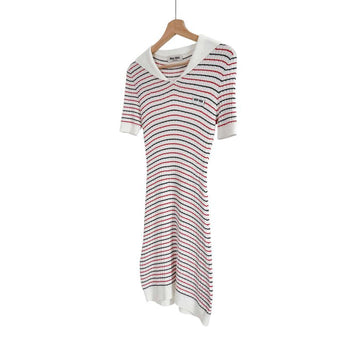 MIU MIU Damen Baumwolle Streifen Strick Midi Kleid Weiß 40 158667672 [P]