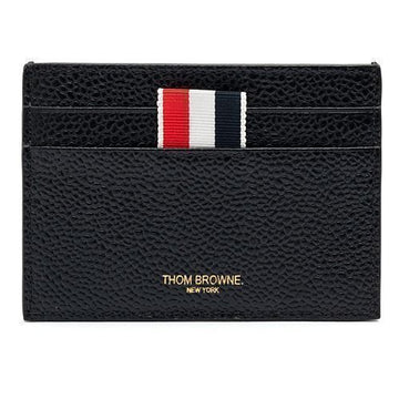 THOM BROWNE Schwarzer Pebble-Grain-Leder Grogain-Tab Doppel-Side-Kartenhalter FAW035A00198-001 31800872 [P]