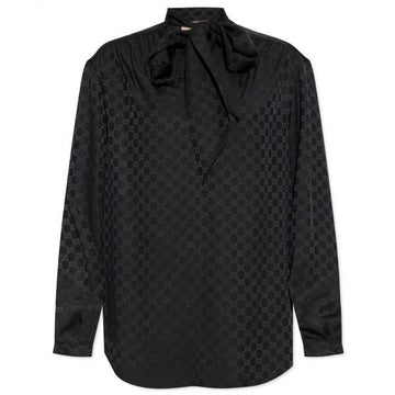 GUCCI GG Seidenkrepp Neck Bow Bluse (740513 ZAISQ 1000) 75903794 [P]