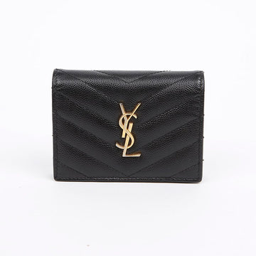 SAINT LAURENT Grosser Leder Monogramm Geldbeutel Schwarz 158542062 [P]