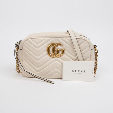 Gucci GG Marmont Small Matelassé Leather Shoulder Bag White 158542048 [P]