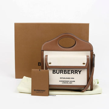BURBERRY Zweistufige Mini-Canvas-Leder-Taschen-Umhängetasche 158542717 [P]