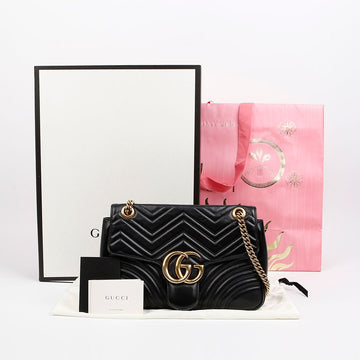 Gucci GG Marmont Matelassé Medium Leather Chain Shoulder Bag Black 158542777 [P]