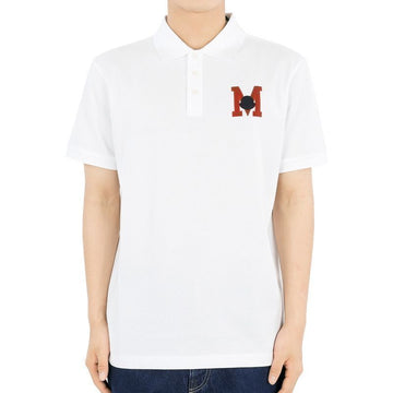 Moncler Men's M Logo Patch PK Short Sleeve T-Shirt (White) 8A00008 89A16 002 77752661 [P]