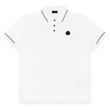 Moncler Men's Black Logo Patch PK Short Sleeve (White) 8A00008 89A16 001 146261174 [P]
