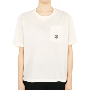MONCLER モンクレール レディース ロゴ パッチ ポケット Tシャツ （アイボリー） 8C00022 89AI9 034 76185120 [P]