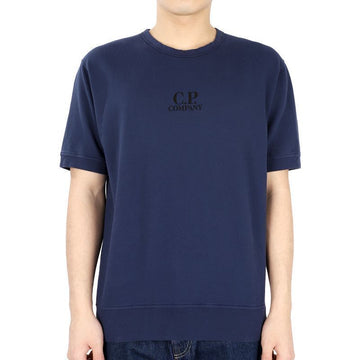 CP Company Men's Logo Printed Short Sleeve T-Shirt (Blue Navy) stamp 14CMSS183A 002246G 868 54739796 [P]