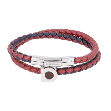 Salvatore Ferragamo Gancini Two-Tone Braided Small Leather Men's Bracelet 157314637 [P]