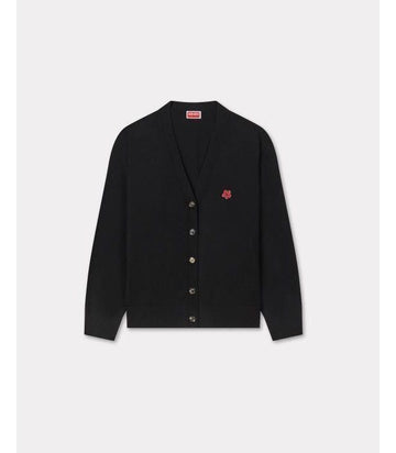 KENZO Blumenstickerei Wollcardigan 25FW Schwarz 151059541 [P]