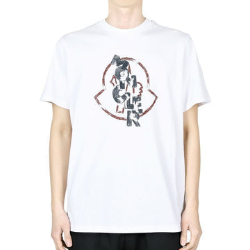 Moncler Men's Logo Printed Short Sleeve T-Shirt (White) 8C00053 89AJS 00A 128806998 [P]