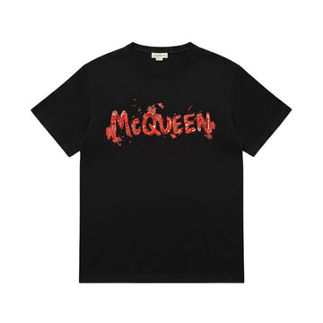 ALEXANDER MCQUEEN Schwarzes T-Shirt mit rotem Logo 105 158675634 [P]