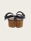 CHANEL Schwarze Lackleder Riemen Holz Sandalen 158677717 [P]