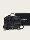 CHANEL Navy Tweed Python Leather Cosmetic Top Handle Vanity Medium 158677758 [P]