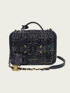 CHANEL Navy Tweed Python Leather Cosmetic Top Handle Vanity Medium 158677758 [P]