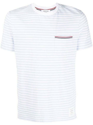THOM BROWNE ポケット トリミング ストライプ 半袖 Tシャツ MJS205A J0053 452 133044891 [P]