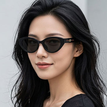 GUCCI Sonnenbrille GG2105SA 001 Oval Hornrahmen Geek Chic Mode Unisex Asian Fit 158678426 [P]