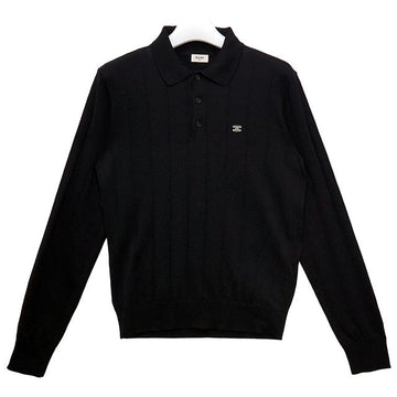Celine Triomphe Embroidered Polo Ribbed Long Sleeve T-Shirt 158680550 [P]