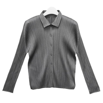 ISSEY MIYAKE Pleats Please Basic Long Sleeve Shirt Gray (PP67JJ105 12) 158680585 [P]