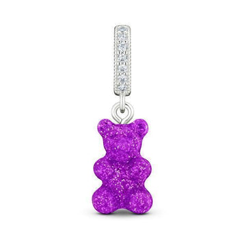 CRYSTAL HAZE JEWELRY NOSTALGIA BEAR-MAGENTA-PAVE CONNECTOR SILVER Damen Charm 151113083 [P]