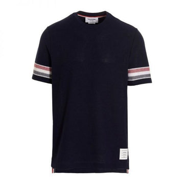 THOM BROWNE トリミングテクスチャーコットン半袖Tシャツ 157282771 [P]
