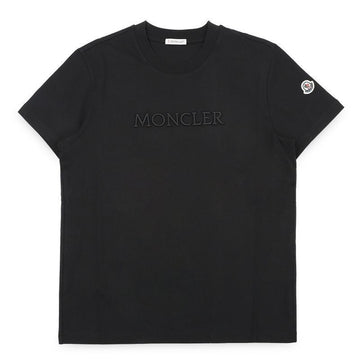 MONCLER Damen Tonal Logo Baumwolle Kurzarm (Schwarz) 8C00021 89AUO 999 152160741 [P]