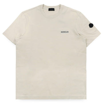 Moncler Men's Black Patch Lettering Logo Short Sleeve T-Shirt (Khaki Beige) 8C00007 89AYW 216 153458003 [P]
