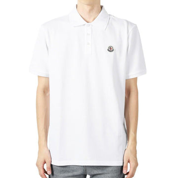 Moncler Men's Badge Patch Cotton PK Short Sleeve (White) 8A00014 84556 002 142590346 [P]