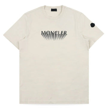 MONCLER コットン 半袖 ロゴ プリント Tシャツ (ベージュ) 8C00022 89AYW 216 153078574 [P]
