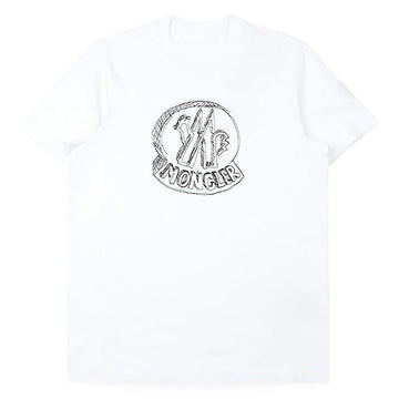 Moncler Men's Drawing Logo Printed T-Shirt (White) 8C00035 89AUG 00A 154835683 [P]